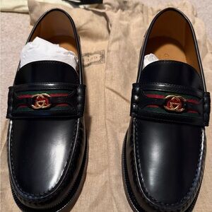 Gucci Black Leather Loafers for Men